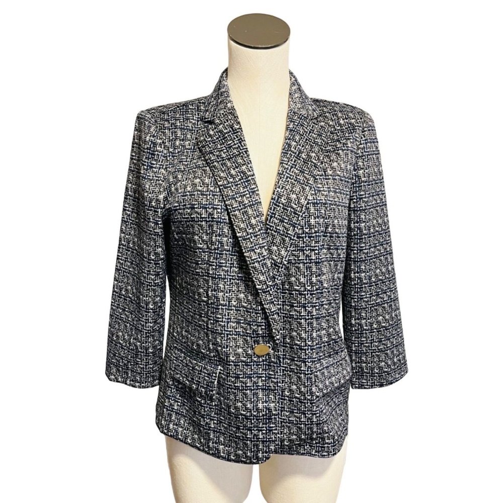 NWT New York and Co Grey Black Button Blazer M